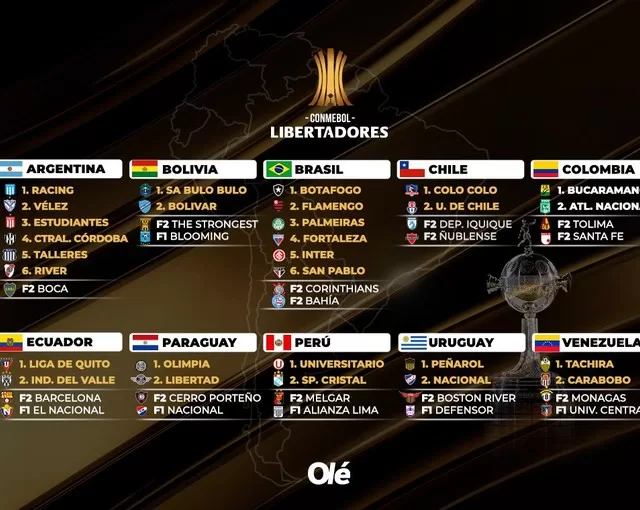 Copa Libertadores 2025 equipos clasificados. Crédito OLE