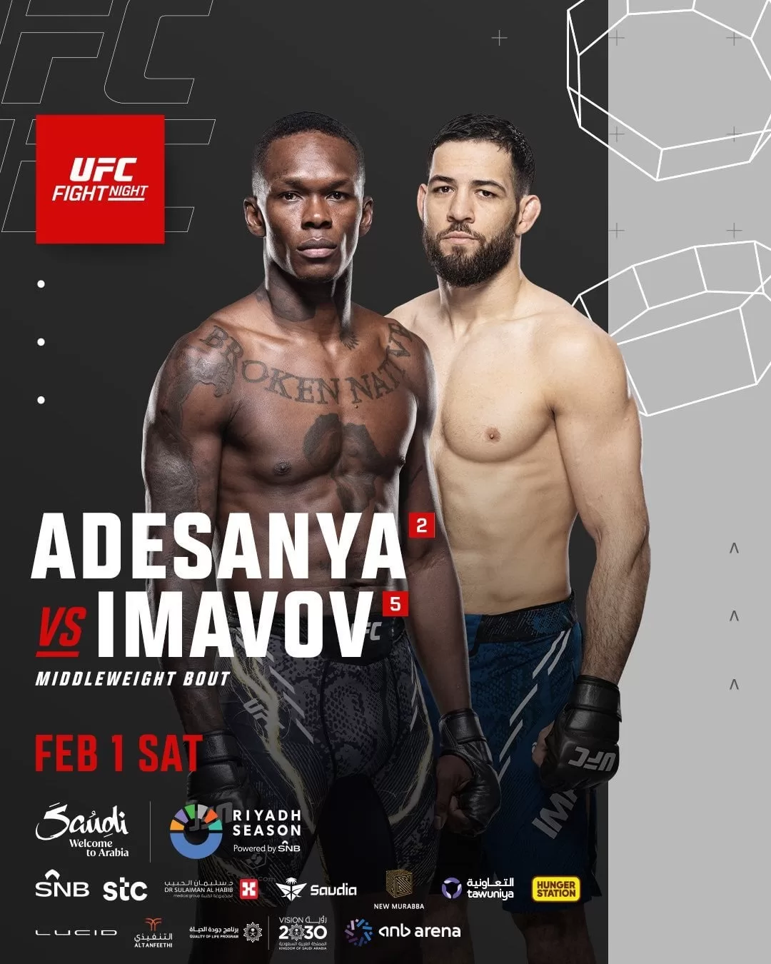 Israel Adesanya vs Nassourdine Imavov fecha y horarios. Crédito AFICION CENTRAL 